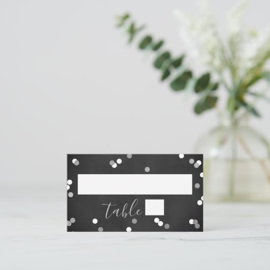 Silver Foil Confetti Brautparty Platzkarte (Stehend Vorderseite)