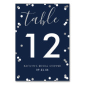 Silver Foil Confetti Brautparty Tischnummer (Rückseite)