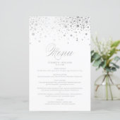 Silver Foil Confetti Dots Wedding Menu Card (Stehend Vorderseite)