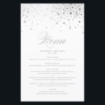 Silver Foil Confetti Dots Wedding Menu Card<br><div class="desc">Individuell anpassbare Menükarte mit Imitaten silberne Folie Konfetti Punkte und Streifen Muster. Diese elegante Karte eignet sich perfekt für jedes Hochzeitsthema und jede Jahreszeit. Personalisieren Sie diese,  indem Sie Namen,  Datum und Menüdetails hinzufügen.</div>