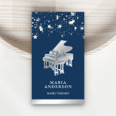 Silver Foil Confetti Grand Piano Musiker Pianist Visitenkarte