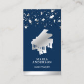 Silver Foil Confetti Grand Piano Musiker Pianist Visitenkarte (Vorderseite)