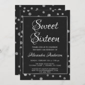 Silver Foil Confetti Polka Dots Sweet 16 Birthday Einladung (Vorne/Hinten)