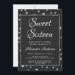 Silver Foil Confetti Polka Dots Sweet 16 Birthday Einladung<br><div class="desc">Silver Foil Confetti Polka Dots 16 . Geburtstag Geburtstagsparty Einladung für eine 16. Geburtstagsfeier. Diese Einladung ist perfekt für eine Black and Silver Glam Sweet 16 Geburtstagsparty. Bitte kontaktieren Sie den Designer,  um passende Artikel zu erhalten.</div>