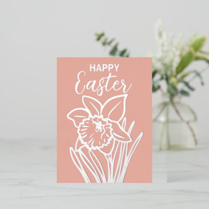 Silver Foil Daffodil Floral Happy Oaster Folien Feiertagspostkarte