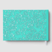 Silver Foil Daisies Floral Turquoise Wedding Gästebuch (Rückseite)