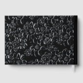Silver Foil Daisies Romantic Floral Black Wedding Gästebuch (Rückseite)