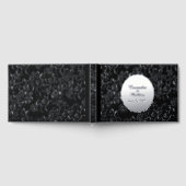 Silver Foil Daisies Romantic Floral Black Wedding Gästebuch (Voll)