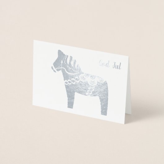 Silver Foil Dala Horse God Jul Grußkarte Folienkarte (Vorderseite)