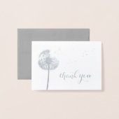 Silver Foil Dandelion Foto Vielen Dank auf Grau Folienkarte (Vorderseite mit Umschlag)