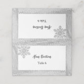 Silver Foil Diamond Snowflakes Sparkone Platzkarte (Außenseite Aufgefaltet)