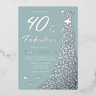 Silver Foil Dress 40 & Fabulous 40. Geburtstag Folieneinladung