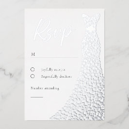 Silver Foil Dress Bridal oder Birthday RSVP Card Folieneinladung