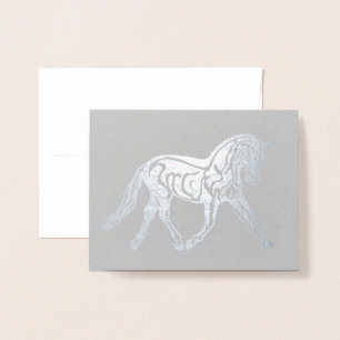 Silver Foil Dressage Horse Folienkarte