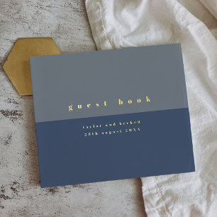 Silver Foil Dusty Blue Color Block Einfache Hochze Gästebuch