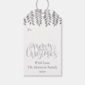 Silver Foil Effect Typography Merry Christmas Geschenkanhänger (Vorderseite)