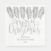 Silver Foil Effect Typography Merry Christmas Serviette (Vorderseite)
