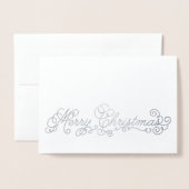 Silver Foil Elegant Script Frohe Weihnachten Foto Folienkarte (Vorderseite mit Umschlag)