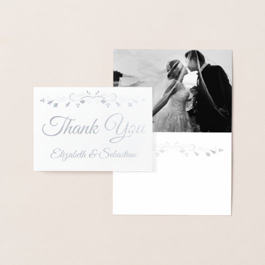 Silver Foil Elegant Wedding Dankeschön Card Folienkarte (Anzeige)