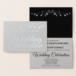 Silver Foil Elegante Script Hochzeit Einladung