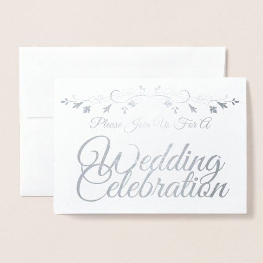 Silver Foil Elegante Script Hochzeit Einladung (Vorderseite mit Umschlag)