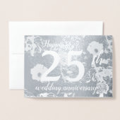 Silver Foil Floral 25. Hochzeitstag Jubiläum Blank Folienkarte (Vorderseite mit Umschlag)