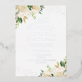 SILVER FOIL Floral 25 Jahre Jubiläum Folieneinladung (Vorderseite)