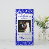 Silver Foil Floral mit Rose und Royal Blue Dankeskarte (Stehend Vorderseite)