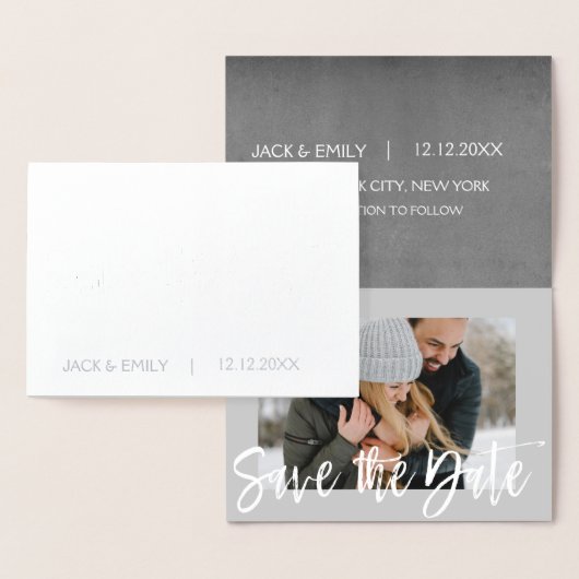 Silver Foil Foto Save the Date Karte (Anzeige)