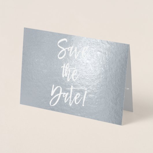 Silver Foil Foto Save the Date Karte (Vorderseite)