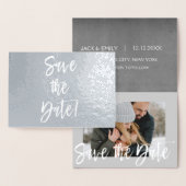 Silver Foil Foto Save the Date Karte (Anzeige)
