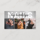 Silver Foil Foto Typografy Nail Artist Visitenkarte (Vorderseite)