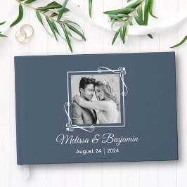 Silver Foil Frame auf Blue Wedding Gästebuch