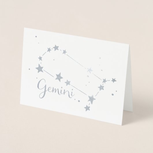 Silver Foil Gemini Zodiac Constellation Folienkarte (Vorderseite)
