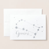 Silver Foil Gemini Zodiac Constellation Folienkarte (Vorderseite mit Umschlag)