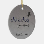 Silver Foil gerade verheiratet Mr. Mrs. Date Keramik Ornament (Rechts)
