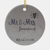 Silver Foil gerade verheiratet Mr. Mrs. Date Keramik Ornament (Vorne)