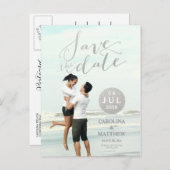 Silver Foil Glamour | Foto Save the Date Postkarte (Vorne/Hinten)