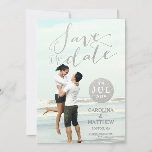 Silver Foil Glamour | Save the Date Foto (Vorderseite)