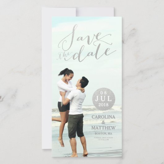 Silver Foil Glamour | Save the Date Fotokarte (Vorderseite)