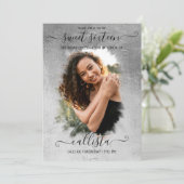 Silver Foil Halo Foto Collage Sweet 16 Einladung (Stehend Vorderseite)