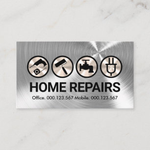 Silver Foil Handyman Tools Icons Visitenkarte