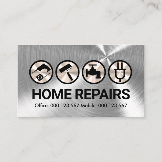 Silver Foil Handyman Tools Icons Visitenkarte (Vorderseite)