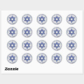 Silver Foil Hanukkah Grußsticker Runder Aufkleber (Blatt)