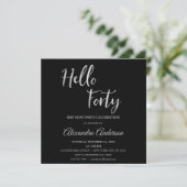 Silver Foil Hello 40 Geburtstagsparty Einladung (Stehend Vorderseite)