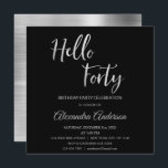 Silver Foil Hello 40 Geburtstagsparty Einladung<br><div class="desc">Silver Foil Hallo 40 Geburtstagsparty Einladung. Die Silver Foil und Black 40. Geburtstagsfeier sind die perfekte Party Einladung für eine moderne Geburtstagsparty. Auf Wunsch können vom Designer angepasste Produkte erstellt werden.</div>