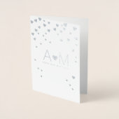 Silver Foil Hört mit Monogramm Liebe Hochzeit Folienkarte (Vorderseite)