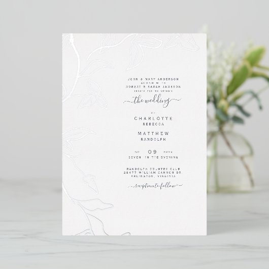 Silver Foil Ivy beide Sets von Eltern Hochzeit Folieneinladung (Stehend vorne)