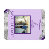 Silver Foil Lila Amethyst Save the Date Foto Magnet (Horizontal)