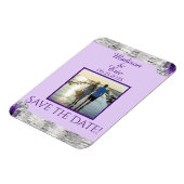 Silver Foil Lila Amethyst Save the Date Foto Magnet (Linke Seite)